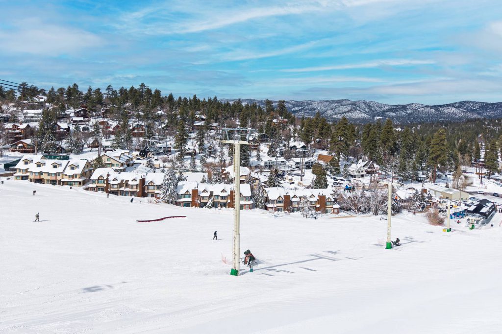Winter panorama of Comstock Highlands and Bear Mountain ski resort